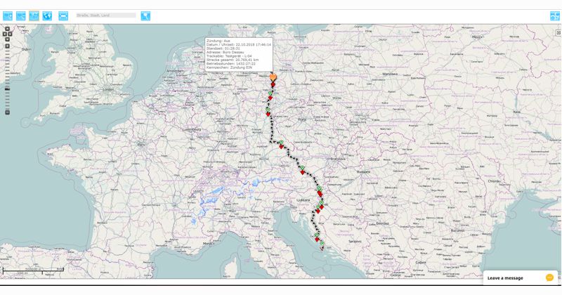 Temperaturauswertung der Transportroute im Viehtransport